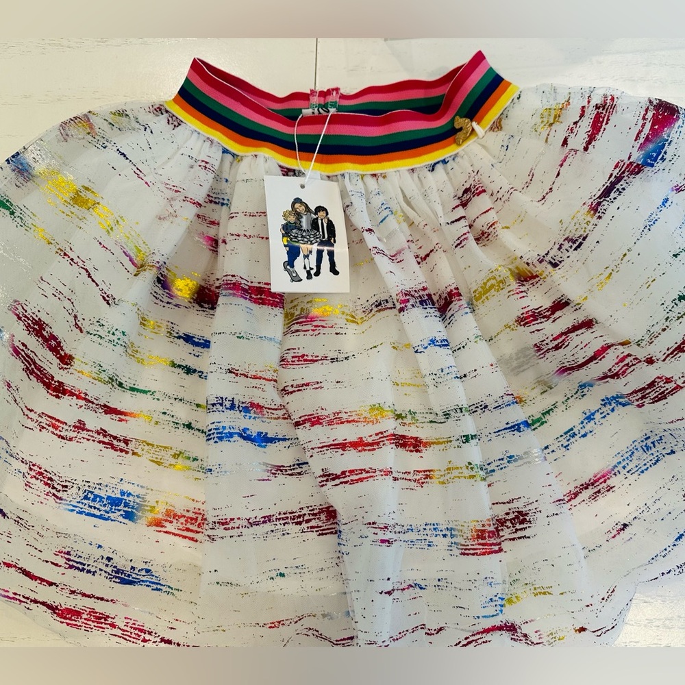 NWT Lola and the Boys rainbow metallic foil tutu size 8